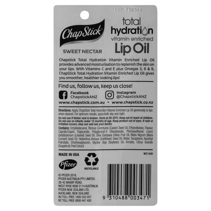 Chapstick Total Hydration Lip Oil Sweet Nectar 6.8ml