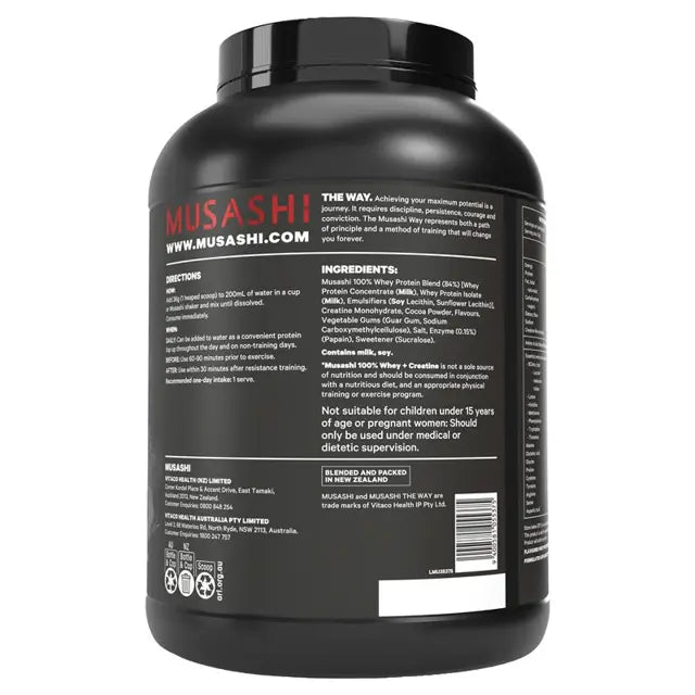 Musashi 100% Whey + Creatine Chocolate 2kg.