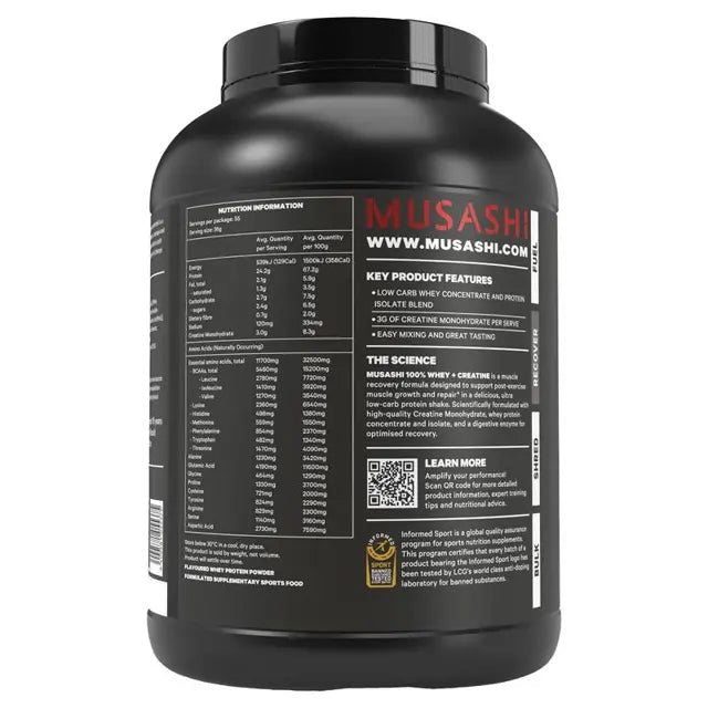 Musashi 100% Whey + Creatine Chocolate 2kg.