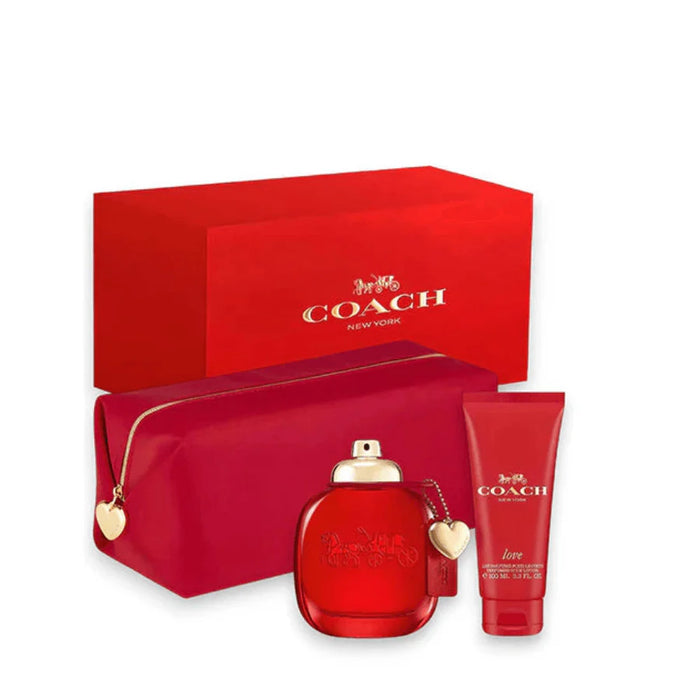 Coach New York Love 3 Piece Gift Set - 90ml EDP 100ml Lotion + Pouch