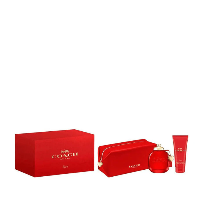 Coach New York Love 3 Piece Gift Set - 90ml EDP 100ml Lotion + Pouch