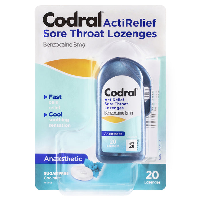 Codral ActiRelief Sore Throat Lozenges With Anaesthetic 20 Lozenges