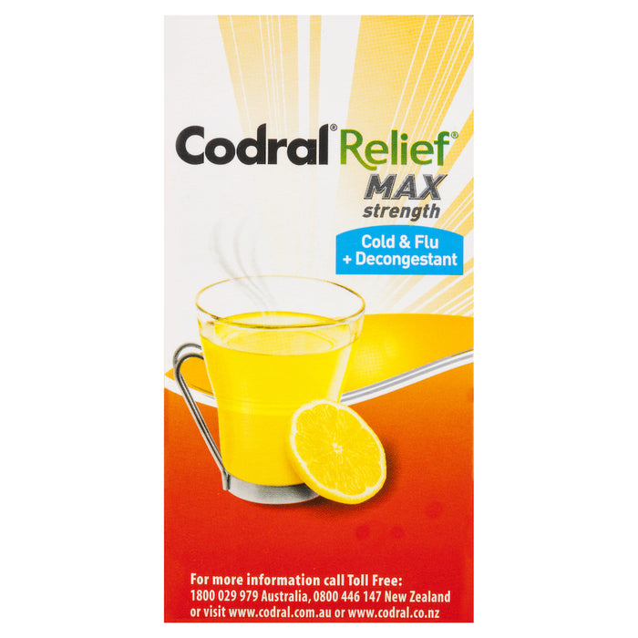 Codral Relief Max Cold & Flu + Decongestant Hot Drink 10