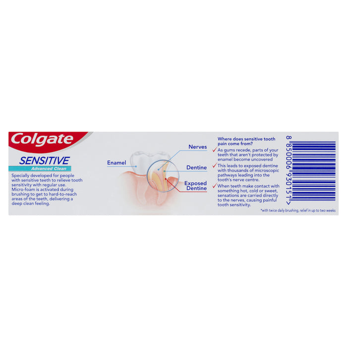 Colgate Sensitive Advanced Clean Fluoride Toothpaste 110g