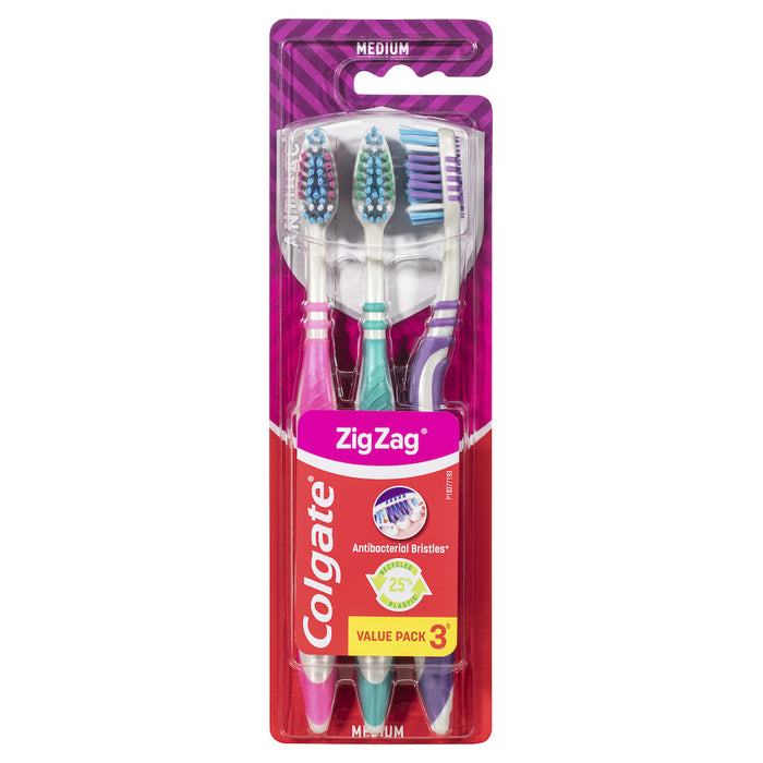 Colgate Toothbrush Zig Zag Medium 3 Pack