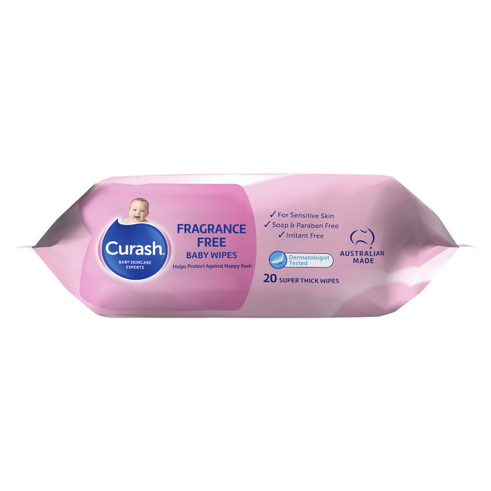 Curash Fragrance Free Travel Wipes 20