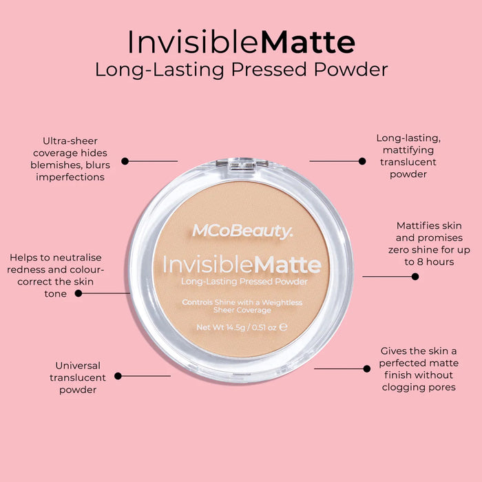 MCo Beauty Invisible Matte Long Lasting Pressed Powder Translucent