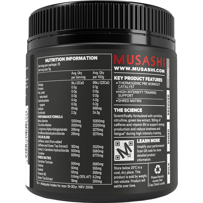 Musashi Pre Workout Shred Watermelon 225G