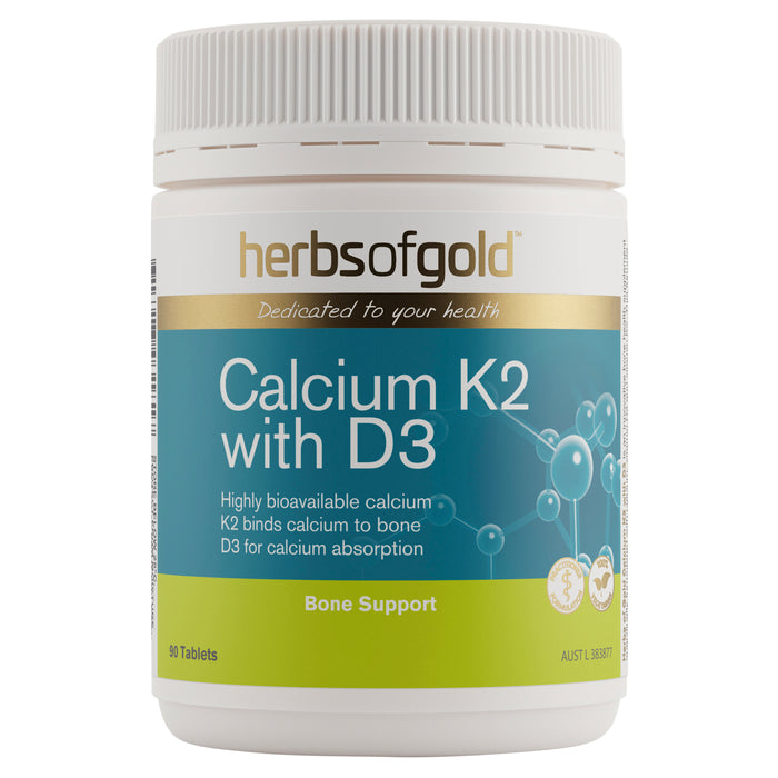 Herbs Of Gold Calcium K2 With D3 90 Tablets.