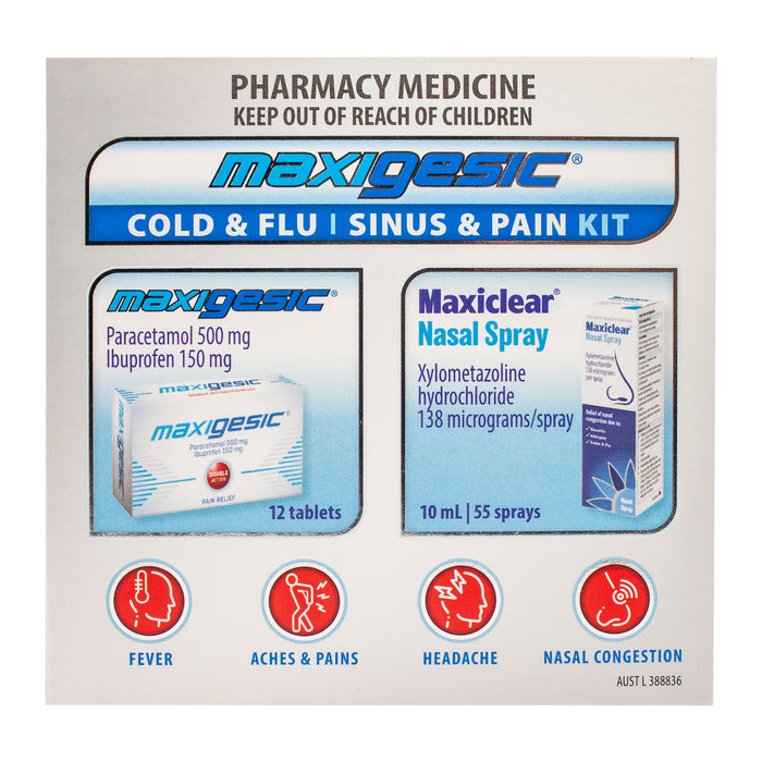 Maxigesic Cold & Flu, Sinus & Pain Kit.