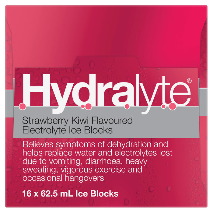 Hydralyte Rehydration Ice Blocks Strawberry Kiwi 16