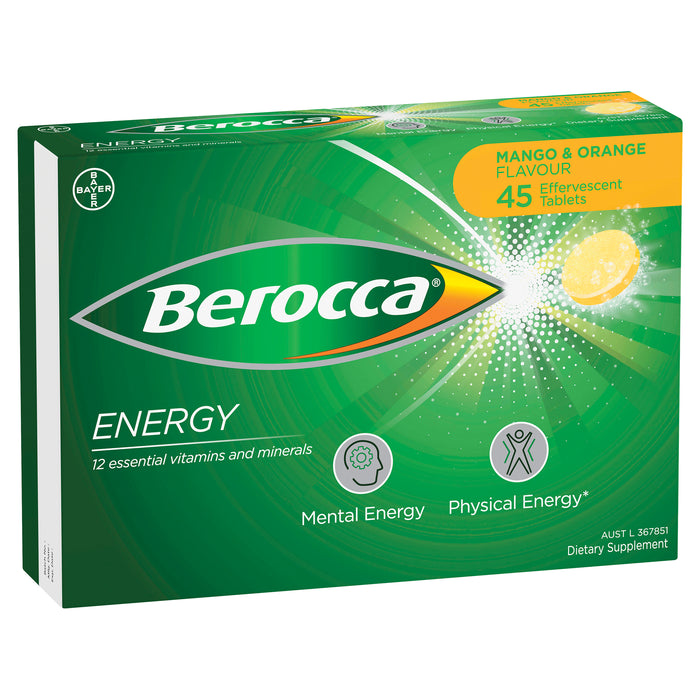 Berocca Energy Mango And Orange Effervescent Tablets 45