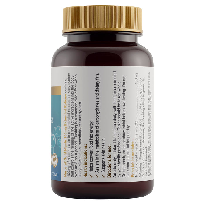 Herbs Of Gold Niacin 100mg Extended Release 60 Modified Release Tablets.