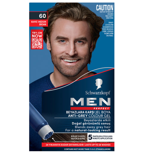 Schwarzkopf Men Perfect 60 Natural Medium Brown Hair Colour.