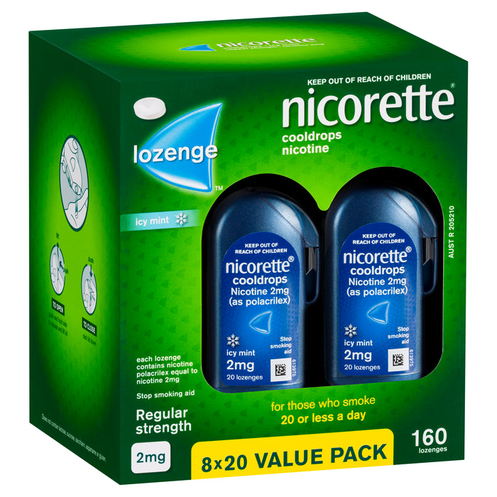 Nicorette Cool Drops Lozenge Icy Mint 2mg 160.