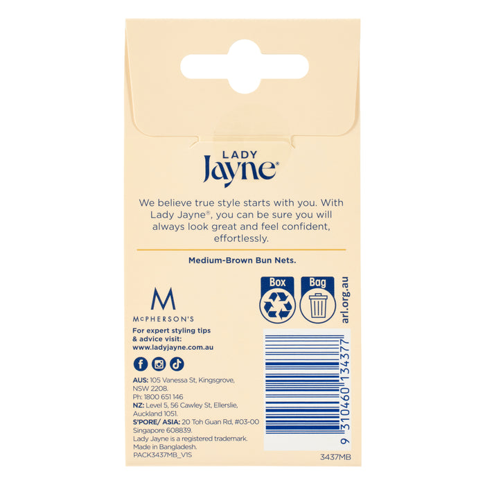 Lady Jayne Bun Nets Mid Brown Pk3.