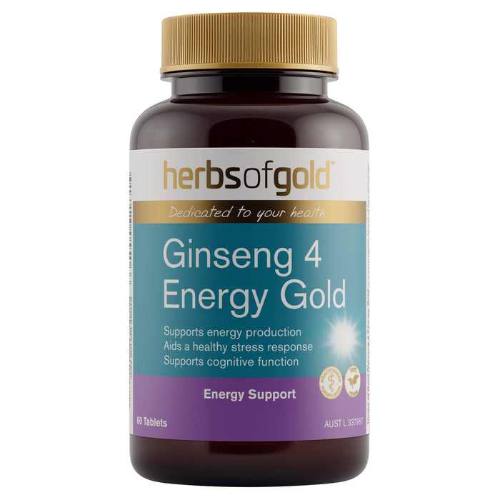 Herbs Of Gold Ginseng 4 Energy 60 Tablets.