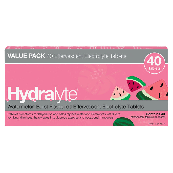 Hydralyte Effervescent Tablets Watermelon 40
