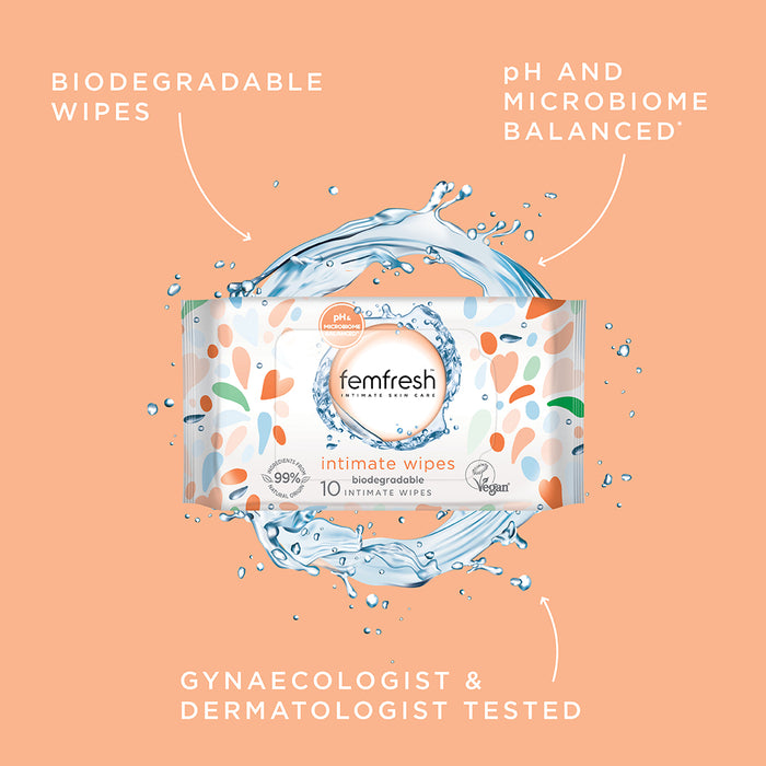 Femfresh Pocket Wipes 10 Pack.
