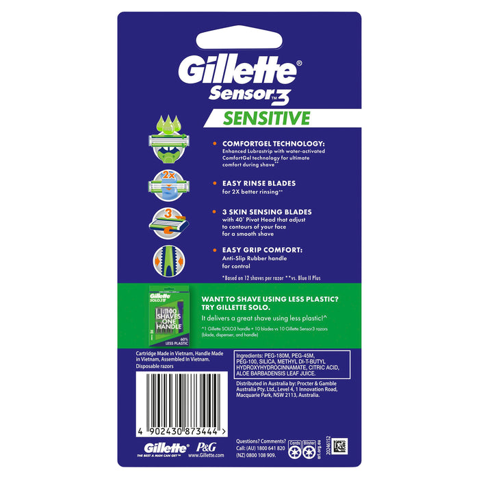 Gillette Sensor3 Sensitive Disposable Razor 4pk.