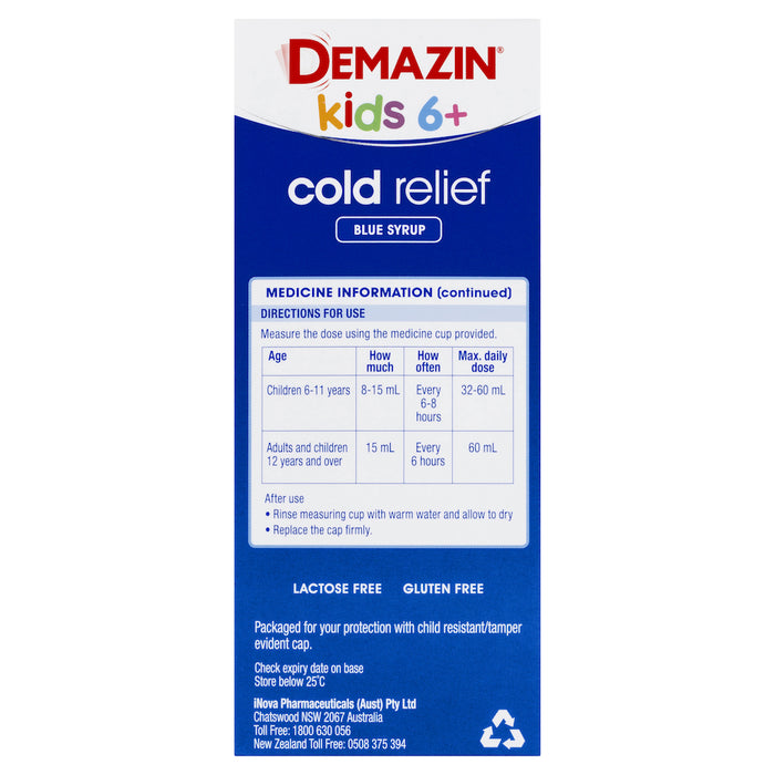 Demazin Cold Relief Blue Syrup 200ml