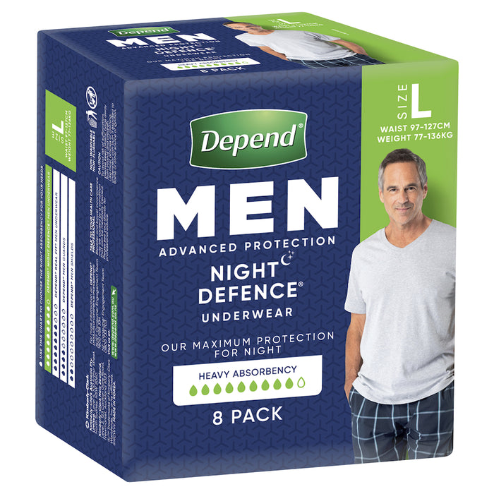 Depend Real Fit for Men Night Defence Underwear Large 8 Pack