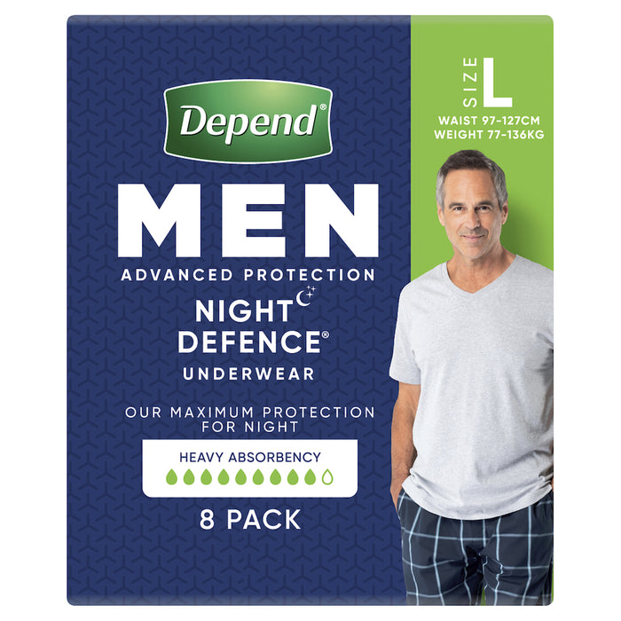 Depend Real Fit for Men Night Defence Underwear Large 8 Pack