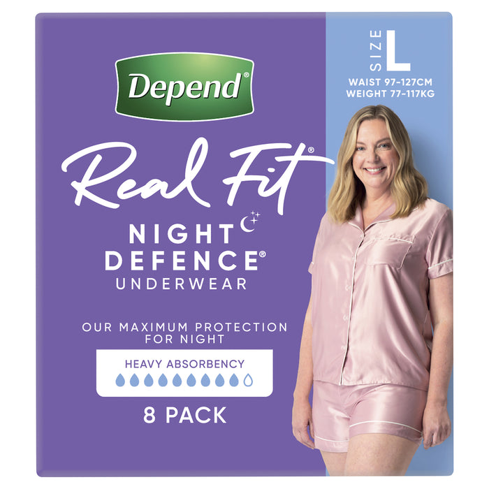 Depend Real Fit for Women Night Defence Underwear Large 8 Pack