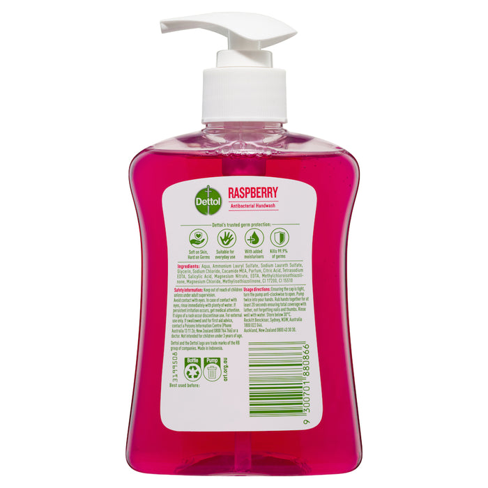 Dettol Liquid Hand Wash Raspberry Pump Anti-Bacterial 250ml