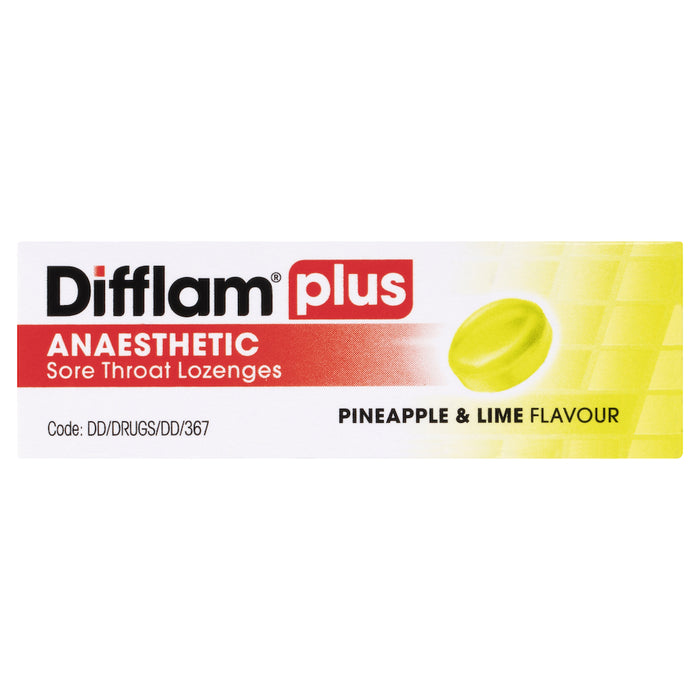 Difflam Plus Anaesthetic Pineapple & Lime Throat  Lozenges 16