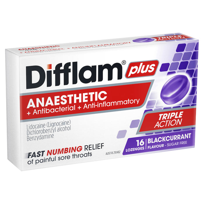 Difflam Plus Sore Throat Lozenge Plus Anaesthetic Blackcurrant 16