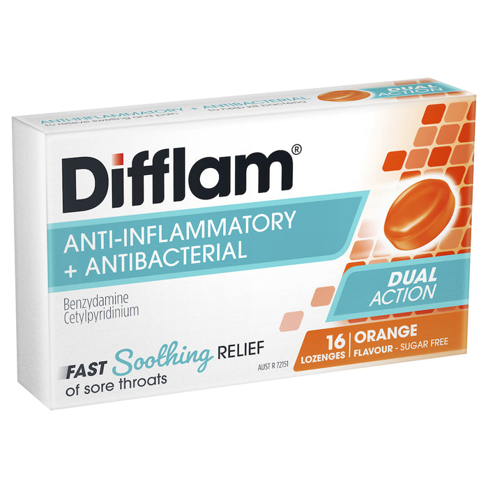 Difflam Sore Throat Lozenges Sugar Free Orange 16