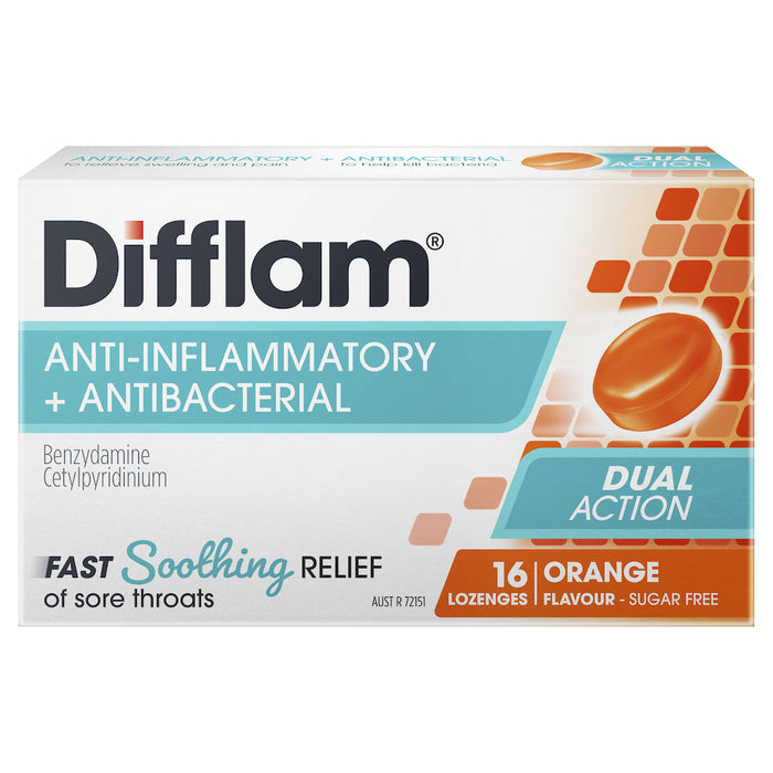 Difflam Sore Throat Lozenges Sugar Free Orange 16