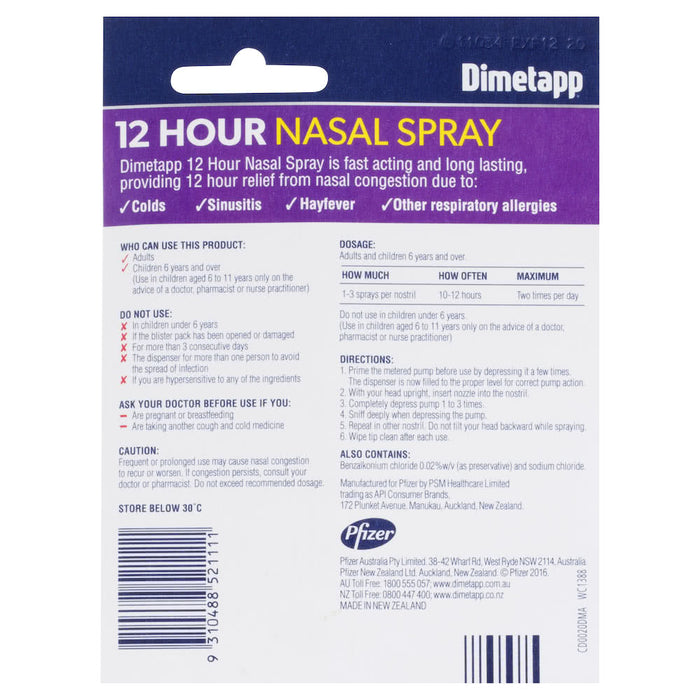 Dimetapp Adult 12 Hour Nasal Spray 20ml