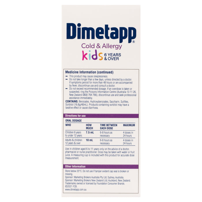 Dimetapp Cold & Allergy Kids 6 Years + 200ml