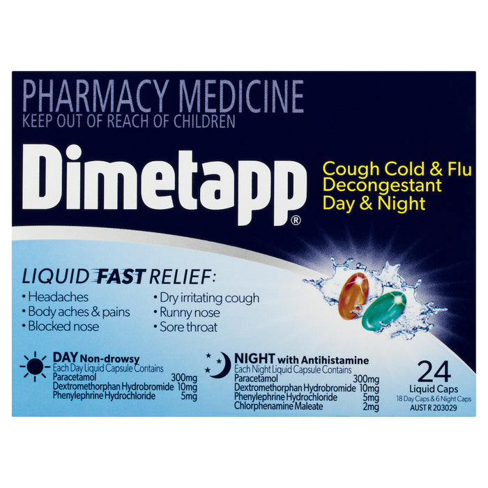 Dimetapp 咳嗽感冒和流感减充血剂日间和夜间 24