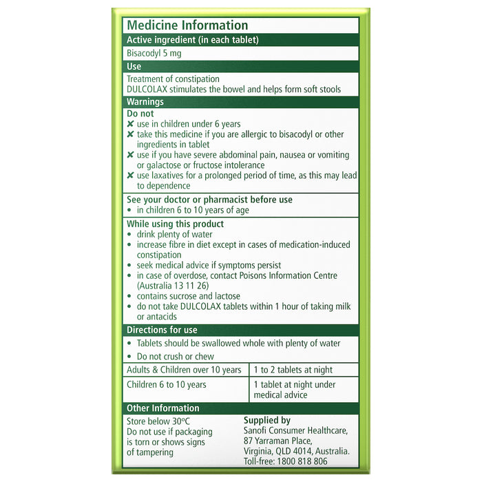 Dulcolax 5mg 50 Tablets