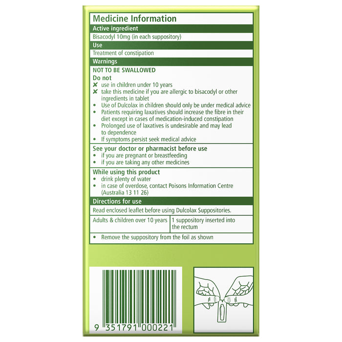 Dulcolax Suppositories 10mg 10