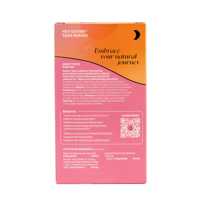 Hey Sister Teen Period Pain 28 Tablets