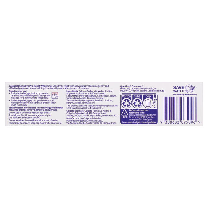 Colgate Toothpaste Sensitive Pro Relief White 110g