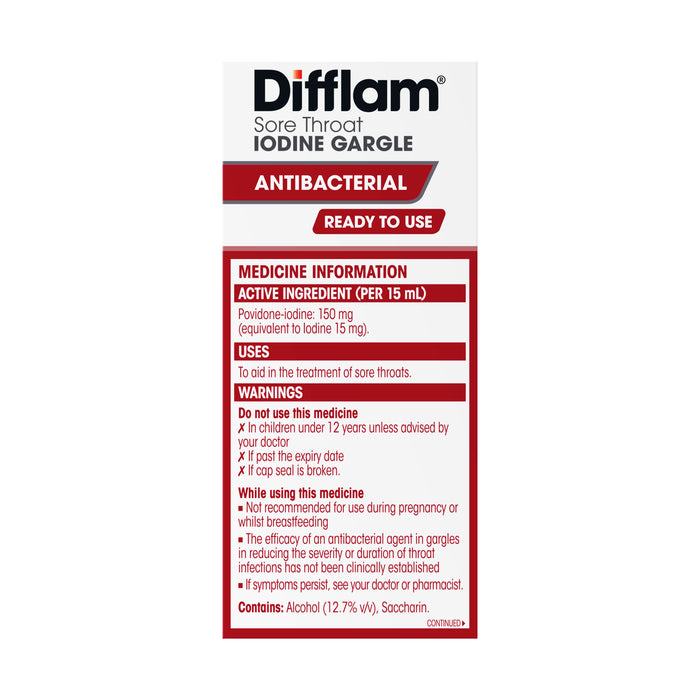 Difflam Sore Throat Ready to Use Gargle with Iodine 200mL