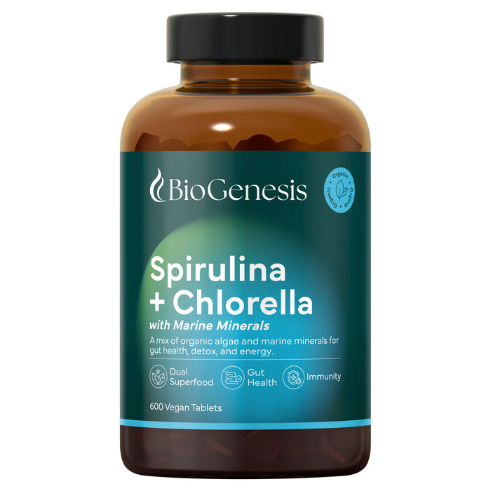 BioGenesis Australian Organic Spirulina+Chlorella With Marine Minerals 600Tablets