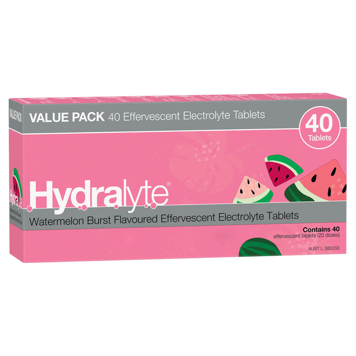 Hydralyte Effervescent Tablets Watermelon 40