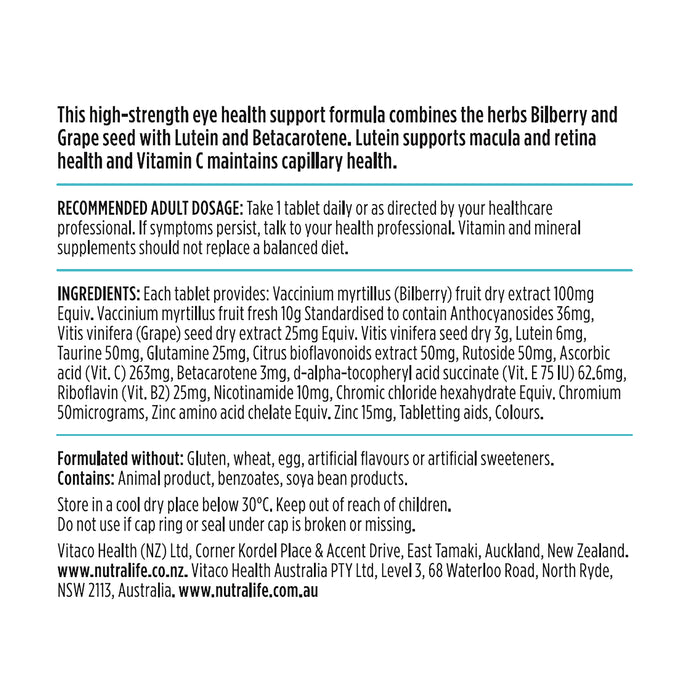 Nutra-Life Bilberry 10,000 Plus Lutein Complex Tablets 60.