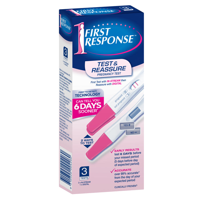 First Response Test and Reassure 2 Instream Plus 1 Digital Pregnancy Test Pack.