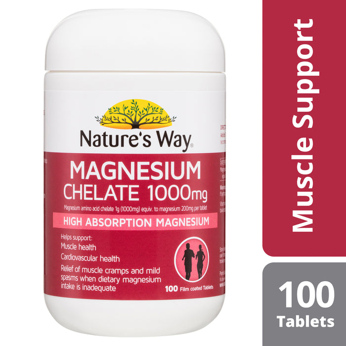 Nature's Way Magnesium Chelate 1000mg 100 Tablets.