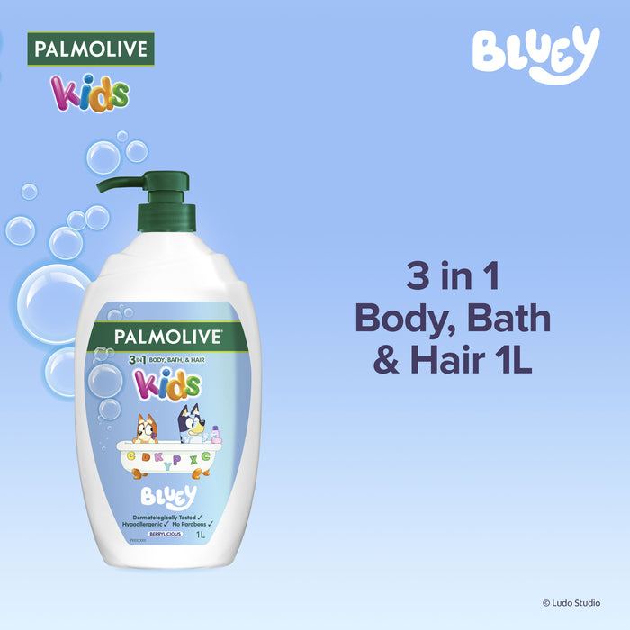 Palmolive Kids Bluey 3 in 1 Berrylicious Body Bath & Hair 1 Litre