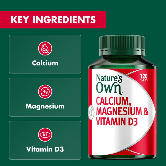 Nature's Own Calcium, Magnesium and Vitamin D3 120 Tablets