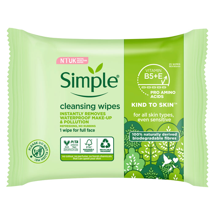 Simple Wipes Biodegradable Cleansing 25 pack