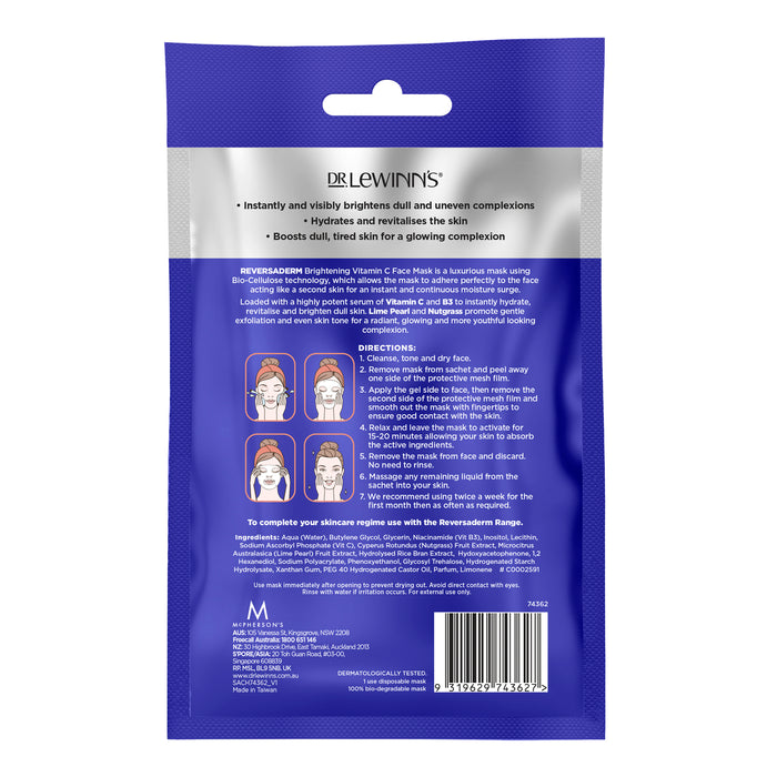Dr LeWinn's Reversaderm Brightening Vitamin C Face Mask 1 Pack.